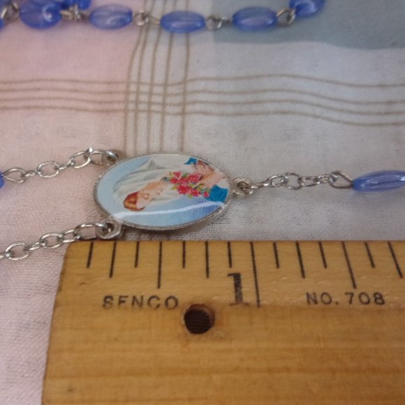 Light Blue Rosary Prayer Beads Virgin Mother - Picture 9 of 12